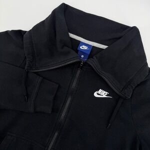 Vintage 90's Blue Tag Nike Black Full Zip Hoodie Jacket Mock Neck Medium Men